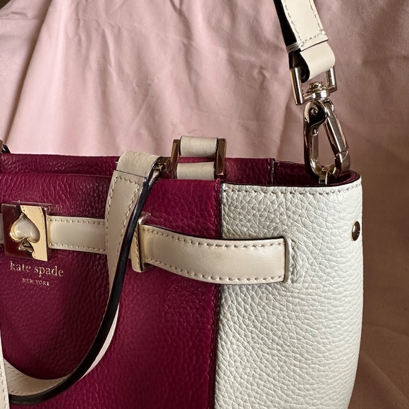 Kate Spade Basket Bag Leo Houston Street Two-Tone Cream and Plum Style No. 4578 - Picture 11 of 12